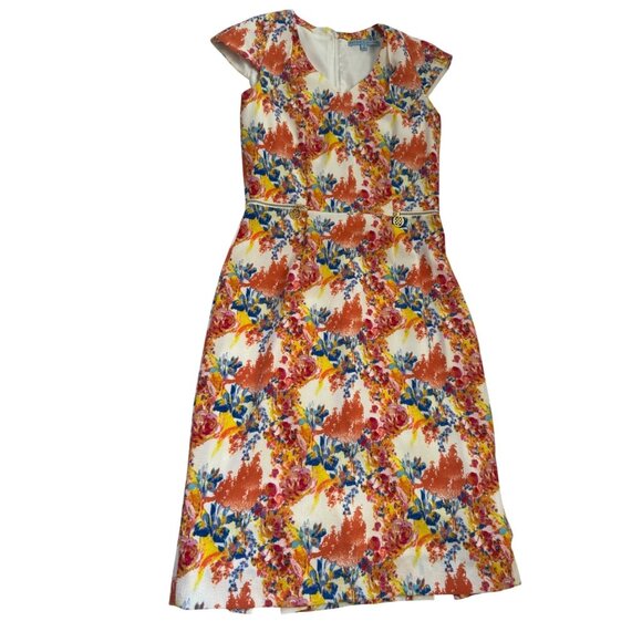 Antonio Melani Floral Print Cap Sleeve Dress With Zipper Accents Size 2 - Picture 1 of 14